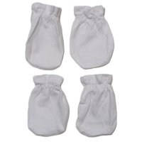 UB121: White Anti-Scratch Mittens- 2 PACK